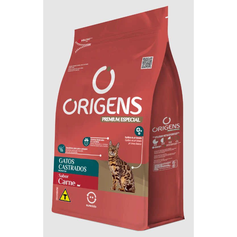 Ração Origens Gatos Castrados Sabor Carne 3kg Adimax