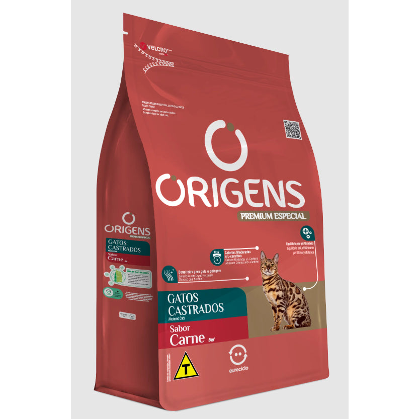 Ração Origens Gatos Castrados Sabor Carne 3kg Adimax