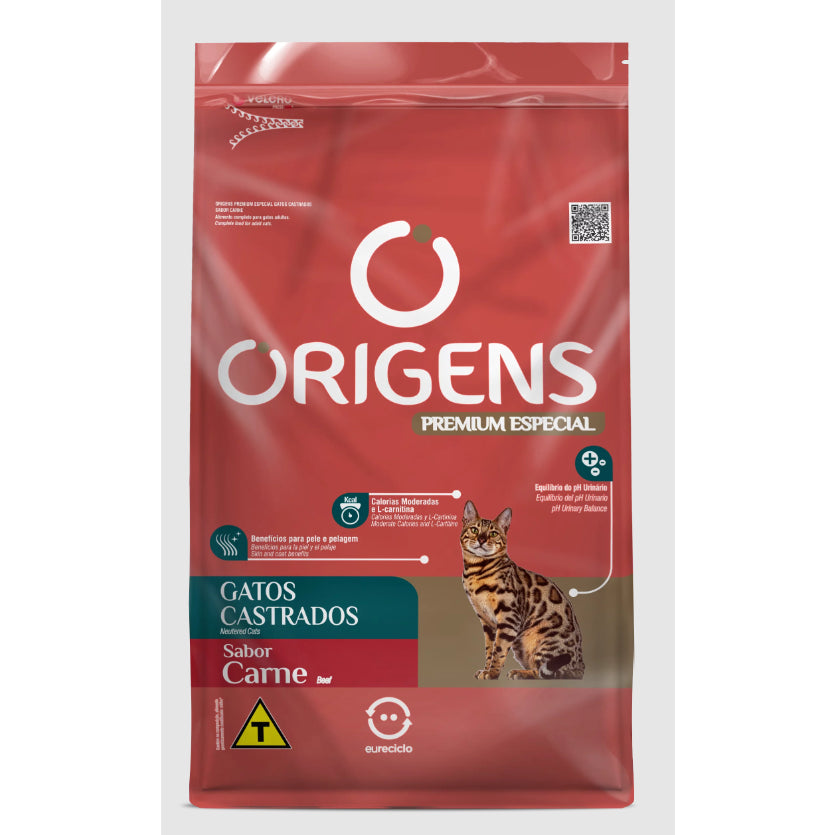Ração Origens Gatos Castrados Sabor Carne 3kg Adimax