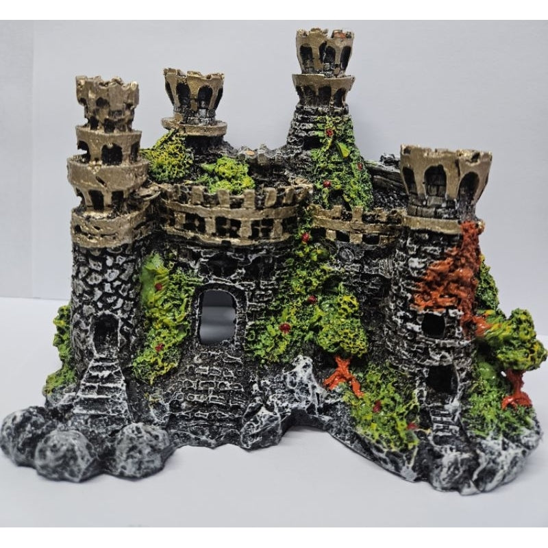 Enfeite Castelo Medieval Médio Toninho 4 Torres Resina Para Decoração Aquários