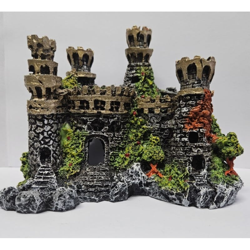 Enfeite Castelo Medieval Médio Toninho 4 Torres Resina Para Decoração Aquários