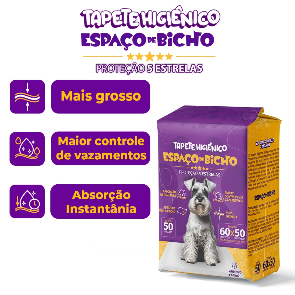 Tapete Higiênico Espaço De Bicho 50 Unidades 50x60 cm