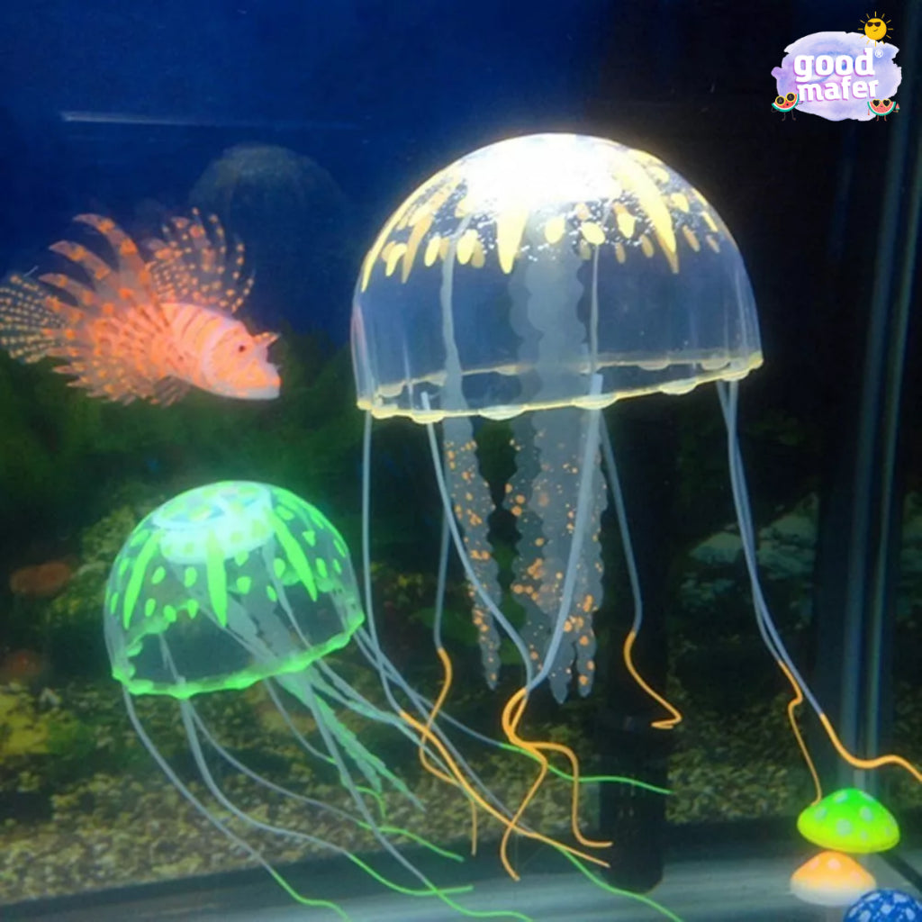 2 Enfeites De Aquário Água Viva Decoração Azul Rosa Verde Amarelo Laranja Lilás