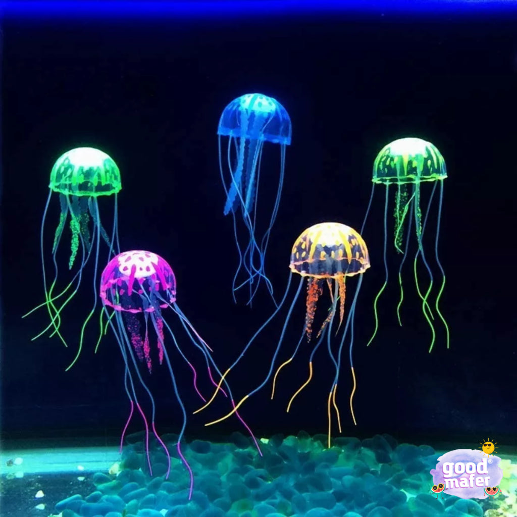 2 Enfeites De Aquário Água Viva Decoração Azul Rosa Verde Amarelo Laranja Lilás