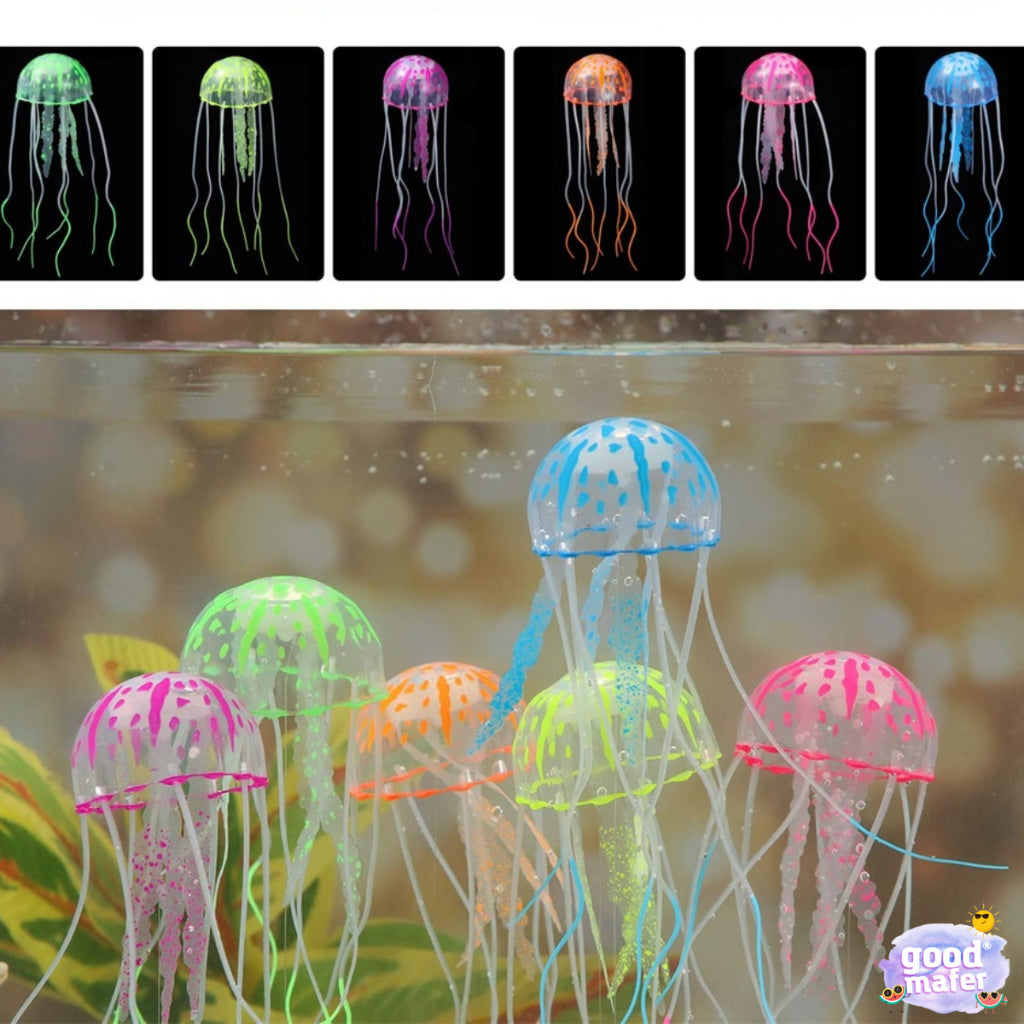 2 Enfeites De Aquário Água Viva Decoração Azul Rosa Verde Amarelo Laranja Lilás