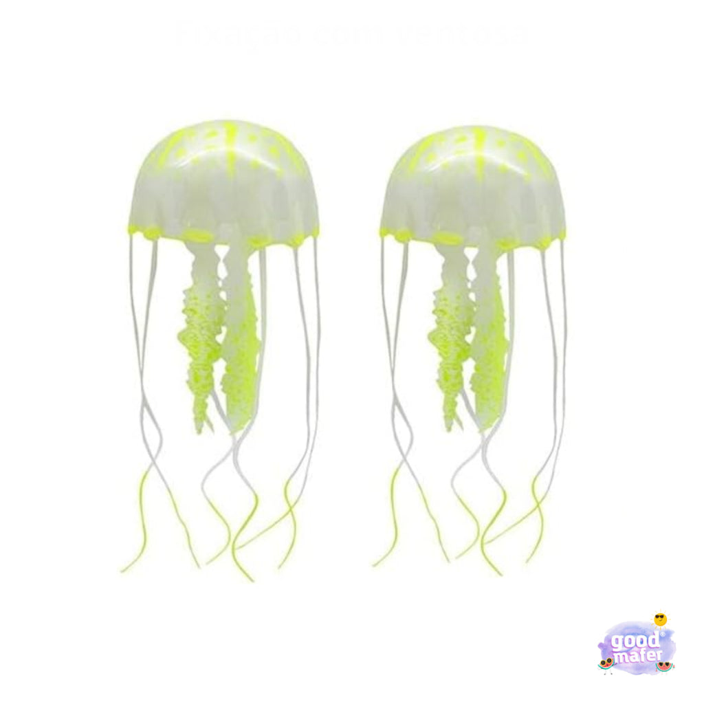 2 Enfeites De Aquário Água Viva Decoração Azul Rosa Verde Amarelo Laranja Lilás