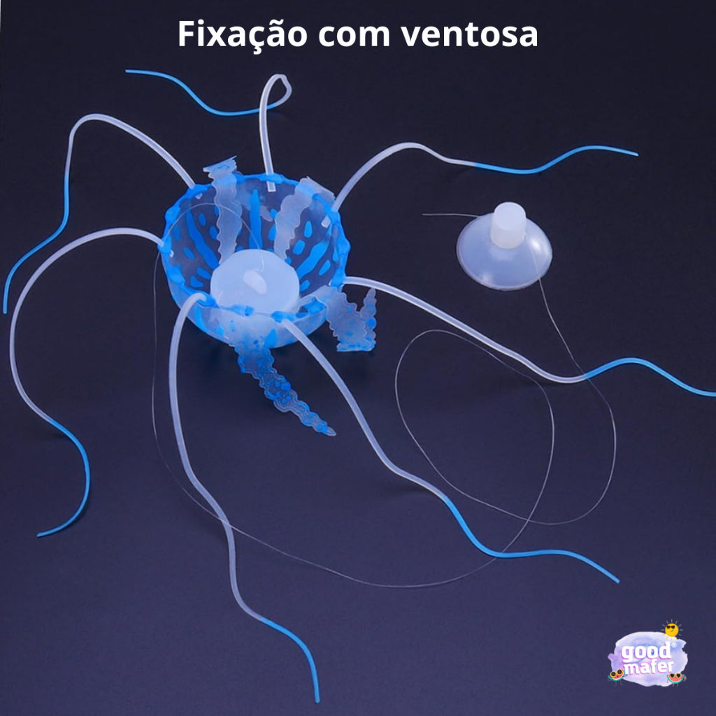 2 Enfeites De Aquário Água Viva Decoração Azul Rosa Verde Amarelo Laranja Lilás