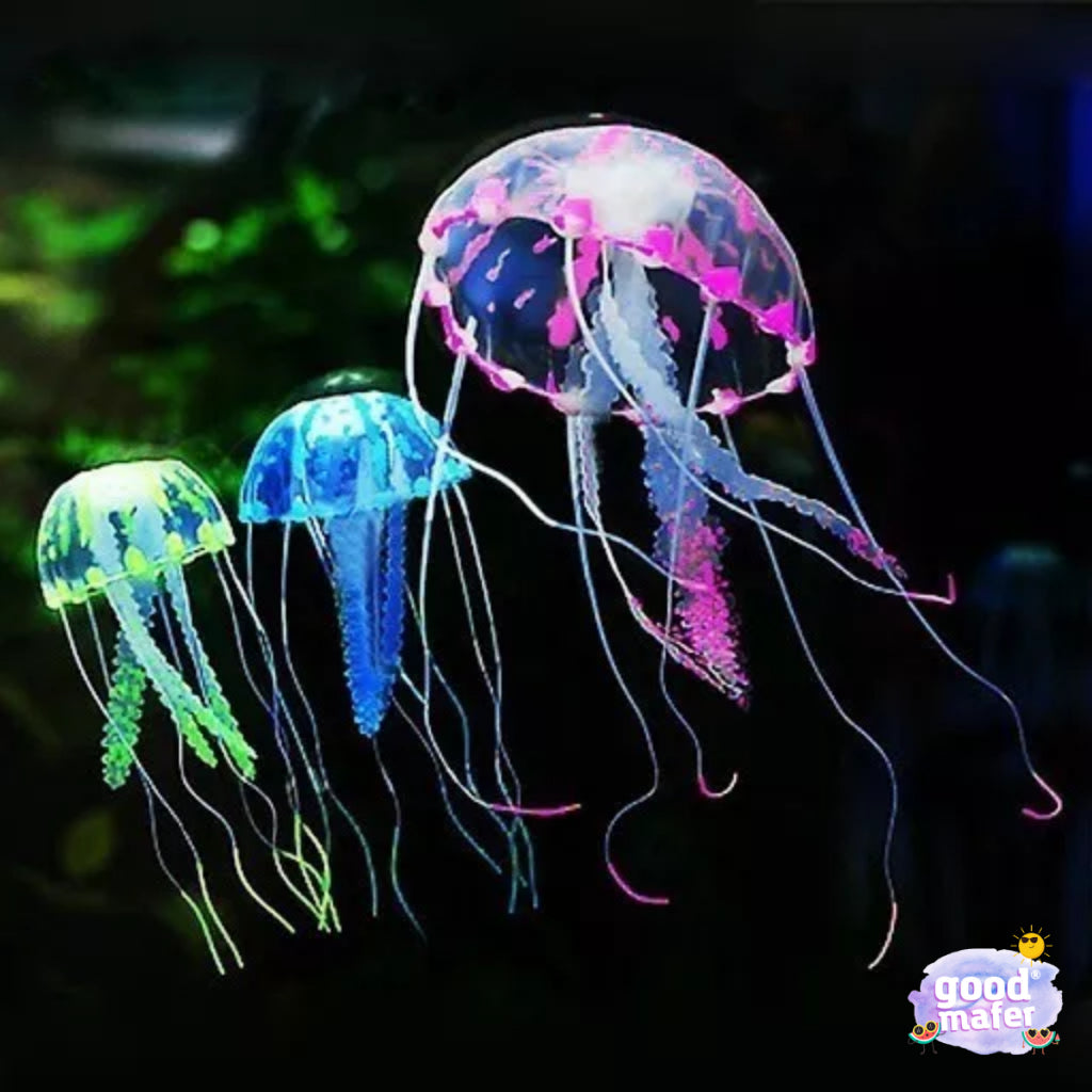 2 Enfeites De Aquário Água Viva Decoração Azul Rosa Verde Amarelo Laranja Lilás