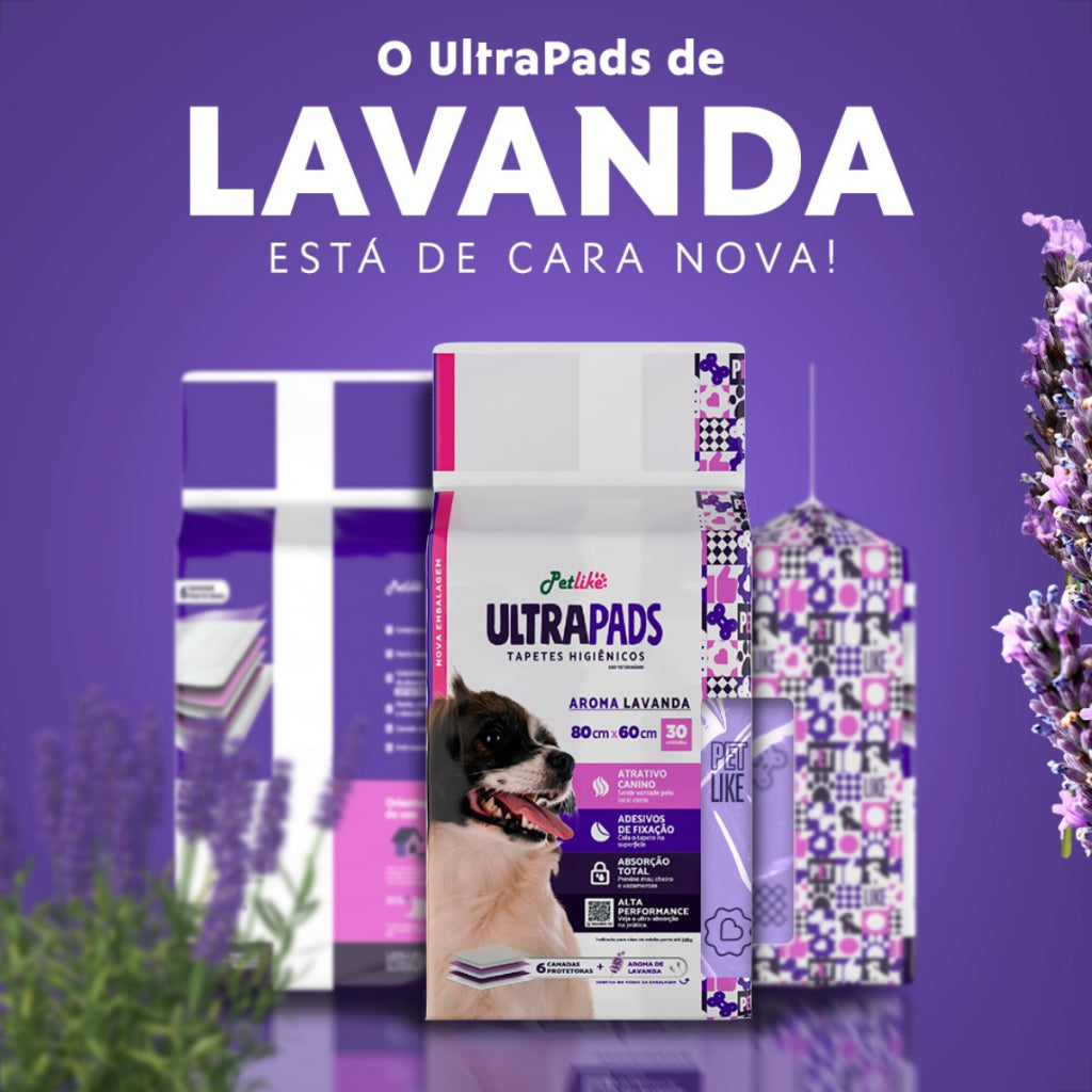 Kit 3 Tapete Higiênico Ultra Pads 80x60 Aroma Lavanda - 90 Unidades