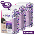 Kit 3 Tapete Higiênico Ultra Pads 80x60 Aroma Lavanda - 90 Unidades
