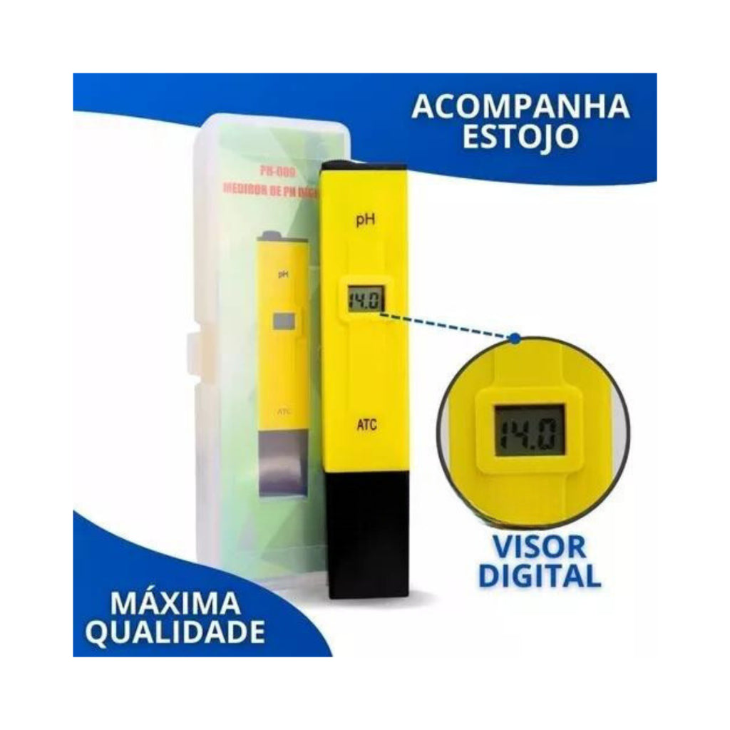 Medidor Digital de pH Portátil Uso Doméstico e Profissional P/ Água
