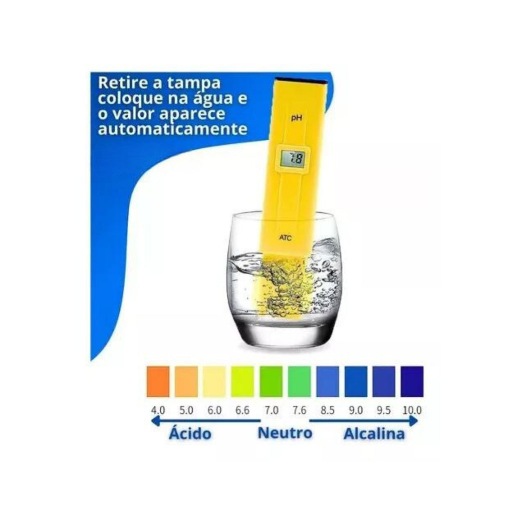 Medidor Digital de pH Portátil Uso Doméstico e Profissional P/ Água