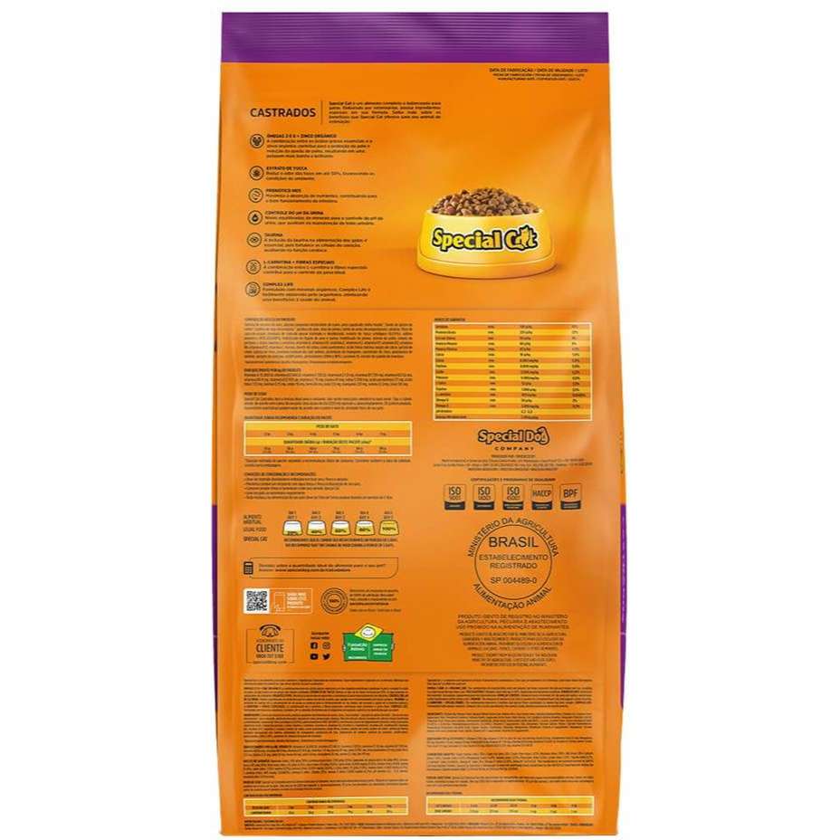 Ração Special Cat Premium Gatos Adultos Castrados 10.1Kg
