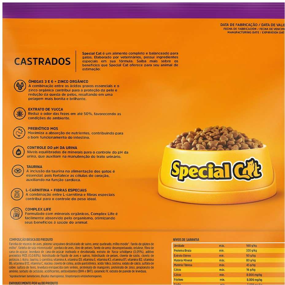 Ração Special Cat Premium Gatos Adultos Castrados 10.1Kg