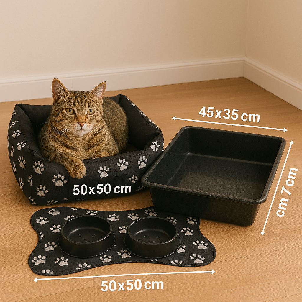 Caminha de Gato + Caixa de Areia + Bebedouro para Gato