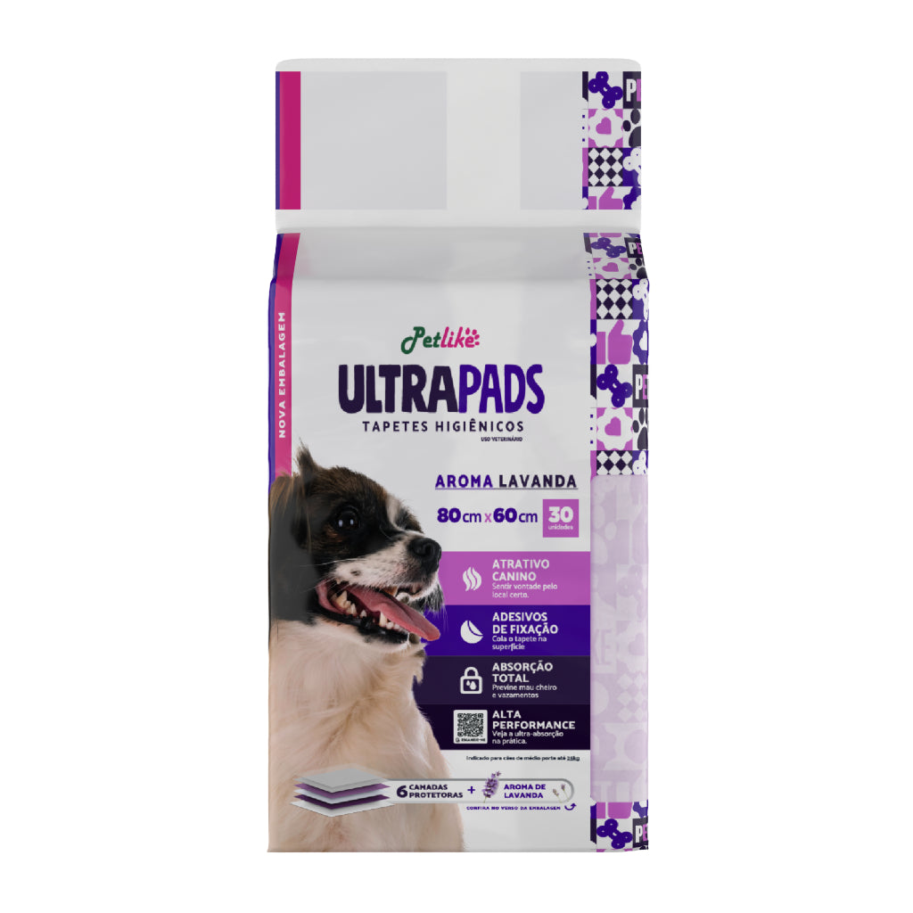 Tapete Higiênico 120 unidades Para Cães Ultra Pads Lavanda 80x60cm PetLike