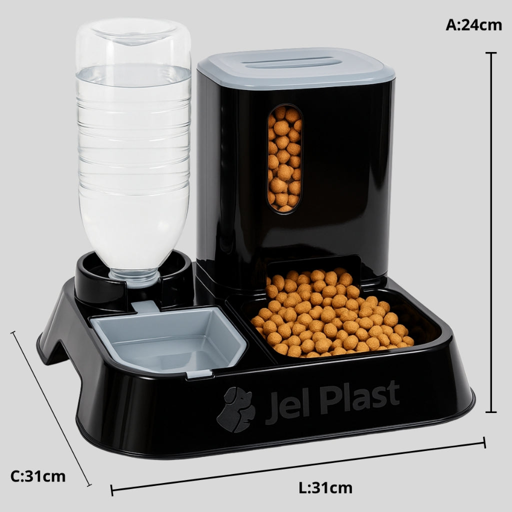 Comedouro com Bebedouro Alimentador Automático Pet 2 em 1 Água e Ração Bebedouro Cachorro Gato