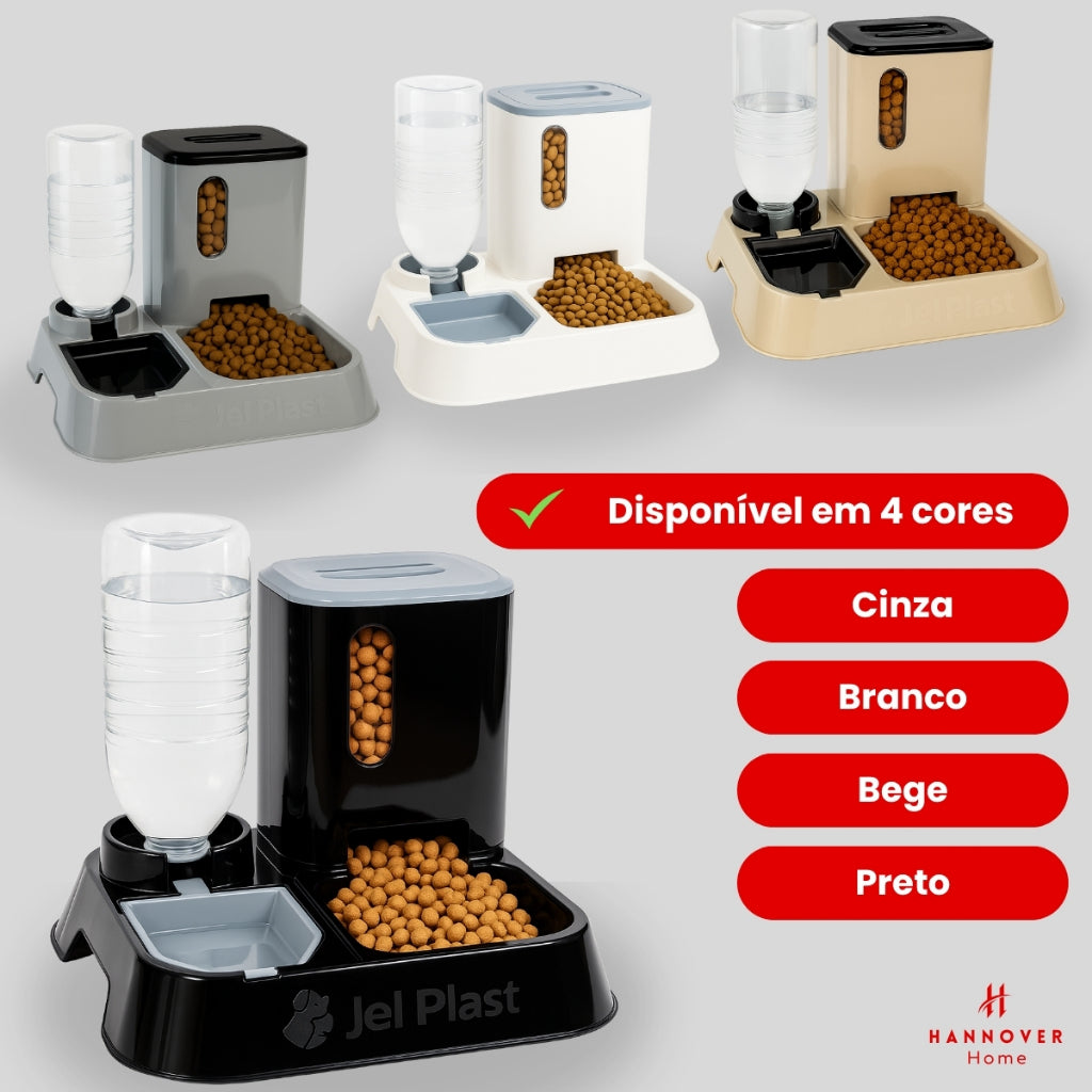 Comedouro com Bebedouro Alimentador Automático Pet 2 em 1 Água e Ração Bebedouro Cachorro Gato