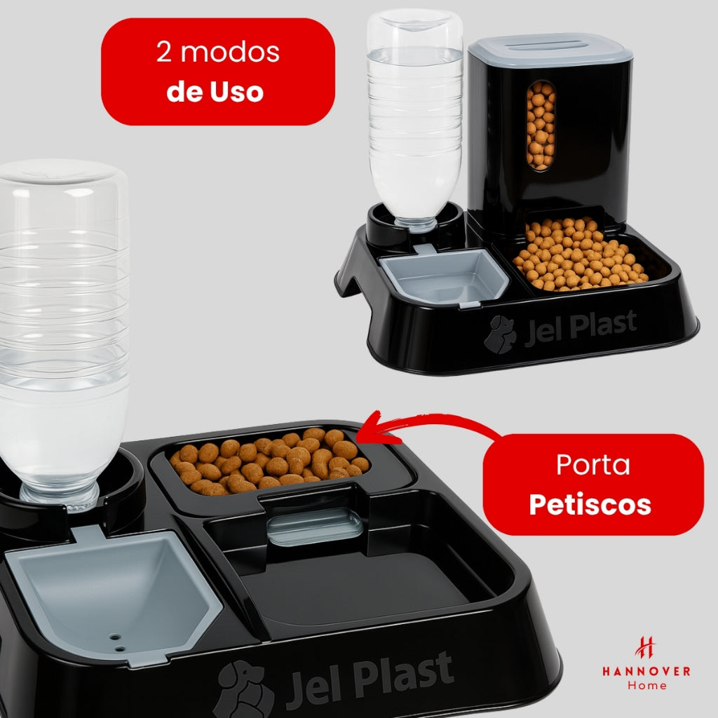 Comedouro com Bebedouro Alimentador Automático Pet 2 em 1 Água e Ração Bebedouro Cachorro Gato