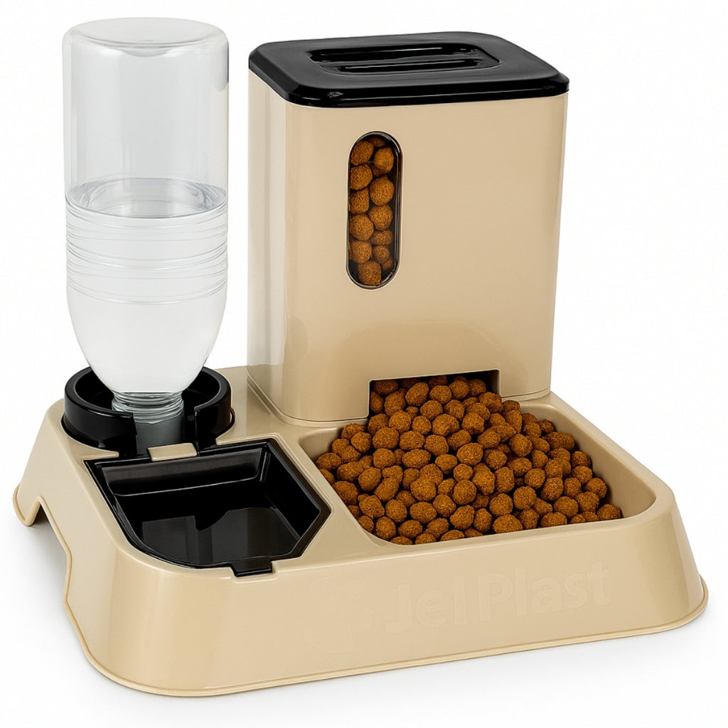 Comedouro com Bebedouro Alimentador Automático Pet 2 em 1 Água e Ração Bebedouro Cachorro Gato