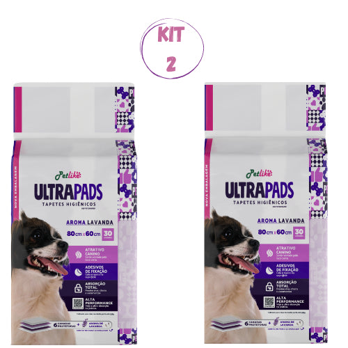 Tapete Higiênico 120 unidades Para Cães Ultra Pads Lavanda 80x60cm PetLike