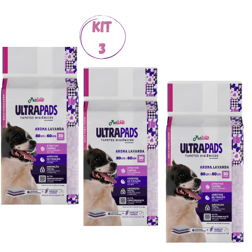 Tapete Higiênico 120 unidades Para Cães Ultra Pads Lavanda 80x60cm PetLike