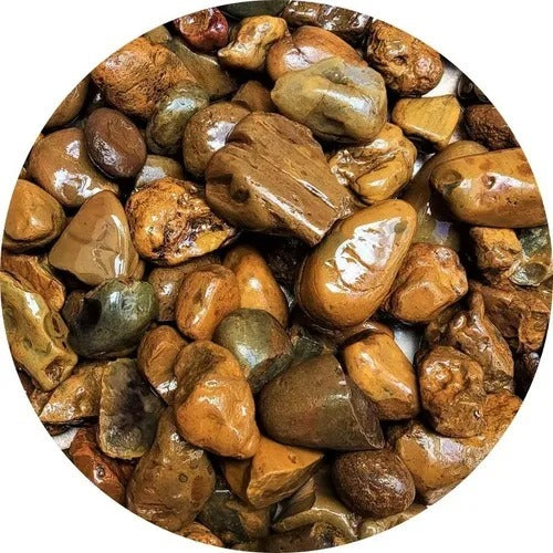 2Kg- Pedra Marrom Seixo de Rio Natural para Decoração de Aquário e Lagos