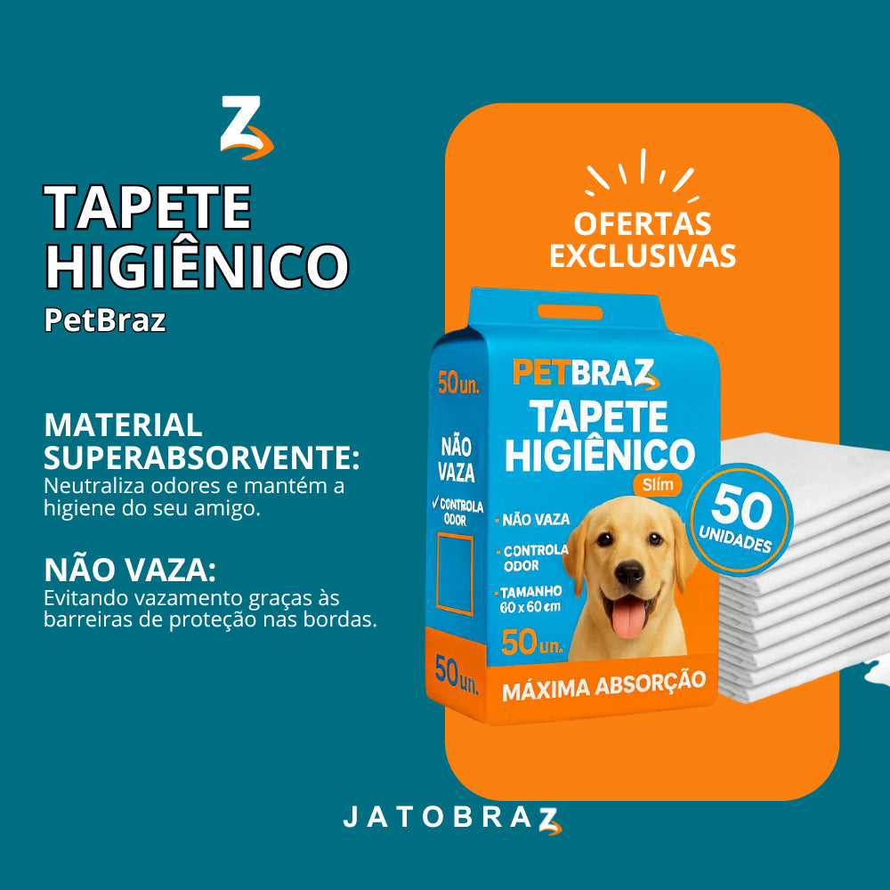 Tapete Higiênico Descartável para Cachorro 50 Unidades 60x60 cm - Fralda Pet Xixi Cão Pequeno Médio