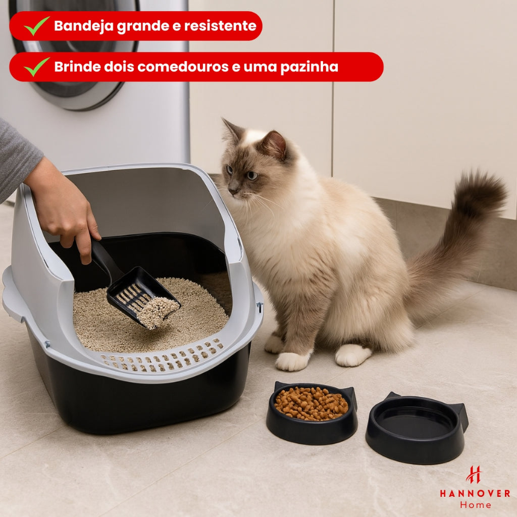 Caixa de Areia para Gatos Banheiro Sanitário Pet Aberta Resistente Furba Sandbox Gato