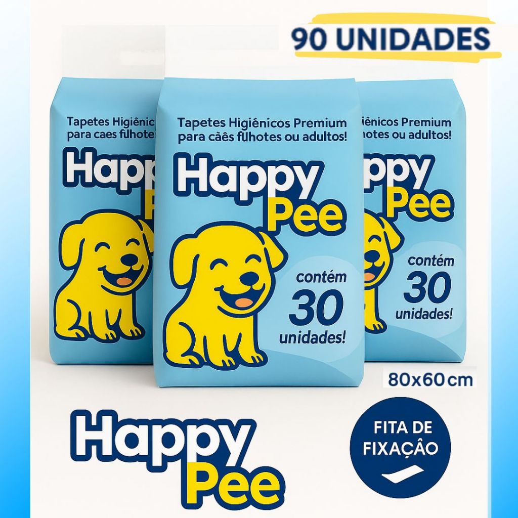 Tapete Higienico 80X60cm Para Cachorro Envio Imediato HappyPee 90 Unidades