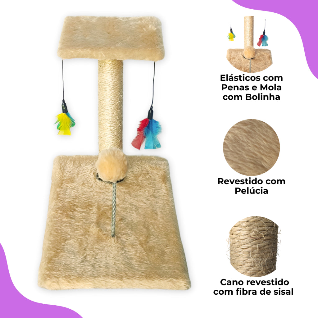 Arranhador Para Gatos Poste Brinquedo Bolinha Interativo
