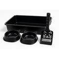 Kit Completo para Gato – Bandeja Higiênica + 2 Comedouros Formato Gatinho + Pazinha Coletora | Resistente e Fácil de Lim