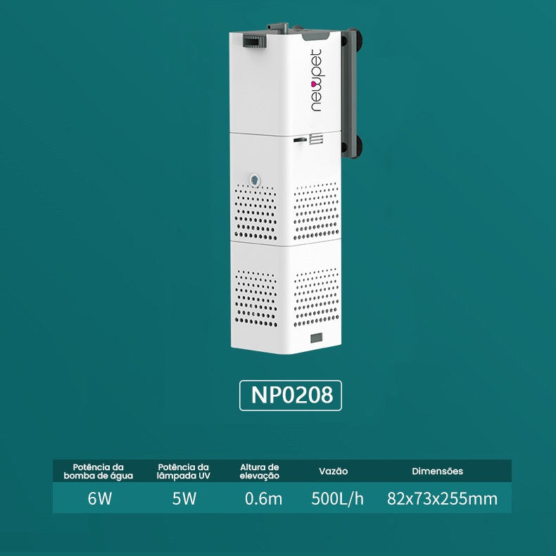 Filtro UV Interno Submerso 4 em 1 com Bomba 500 L/h  60 Hz Para Aquários