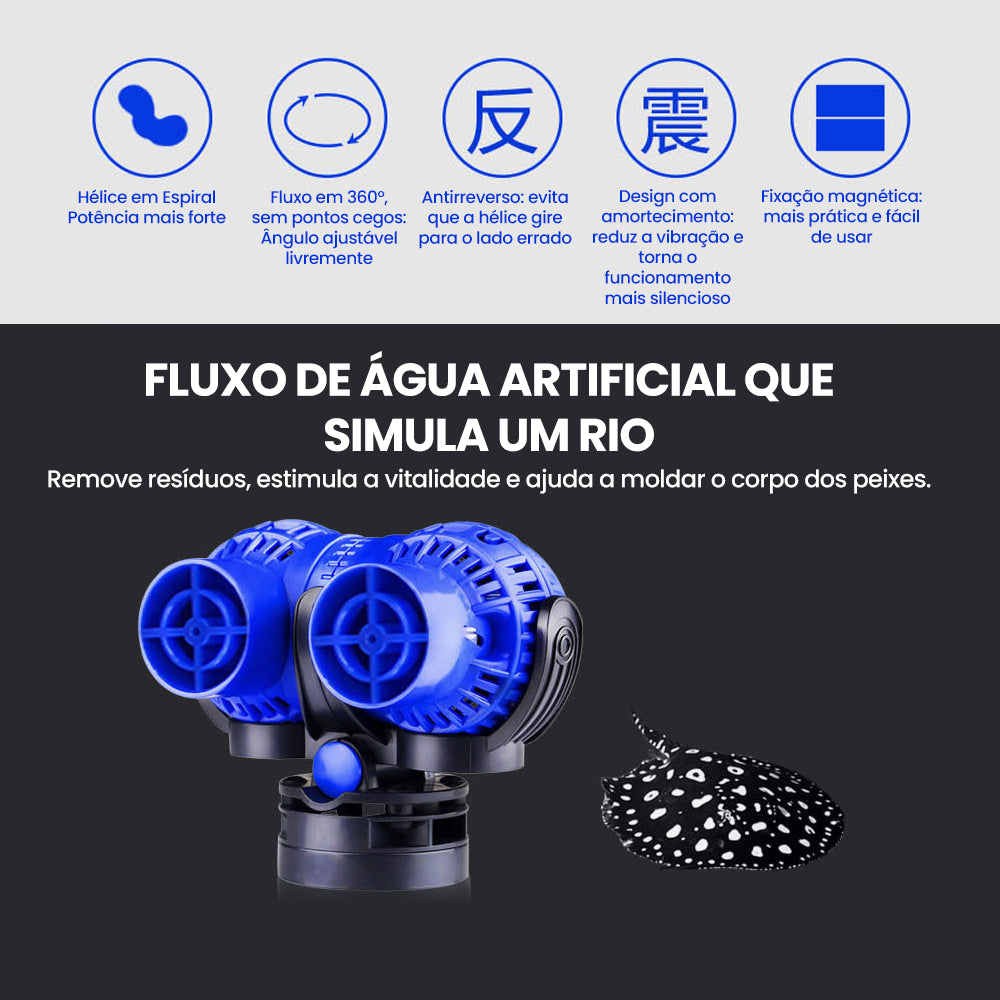 Bomba de Circulação Ondas Dupla para Aquário Silenciosa, para Remoção de Detritos e Oxigenação