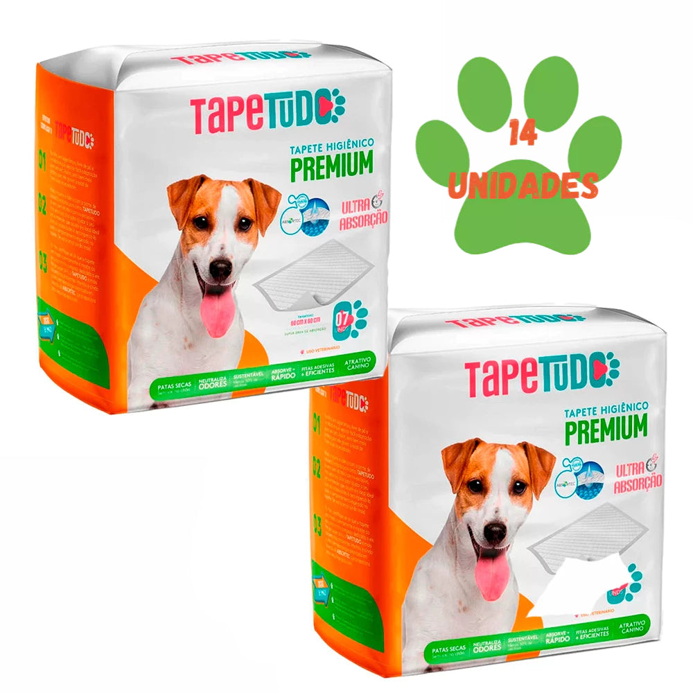 Kit 2un. Tapete Higiênico Tapetudo Para Cães 80x60cm 7 Unidades