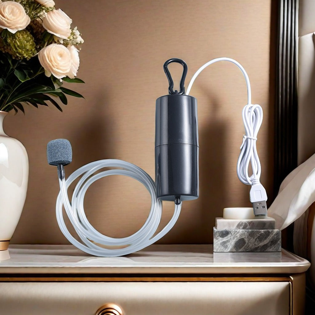 Bomba De Oxigênio/Ar Compressor Filtro USB Portátil Para Aquario De Peixes 12v Silencioso