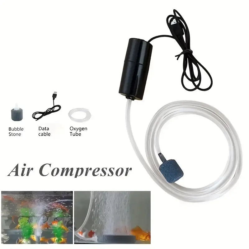 Bomba De Oxigênio/Ar Compressor Filtro USB Portátil Para Aquario De Peixes 12v Silencioso