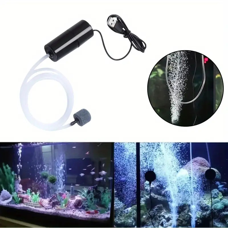 Bomba De Oxigênio/Ar Compressor Filtro USB Portátil Para Aquario De Peixes 12v Silencioso