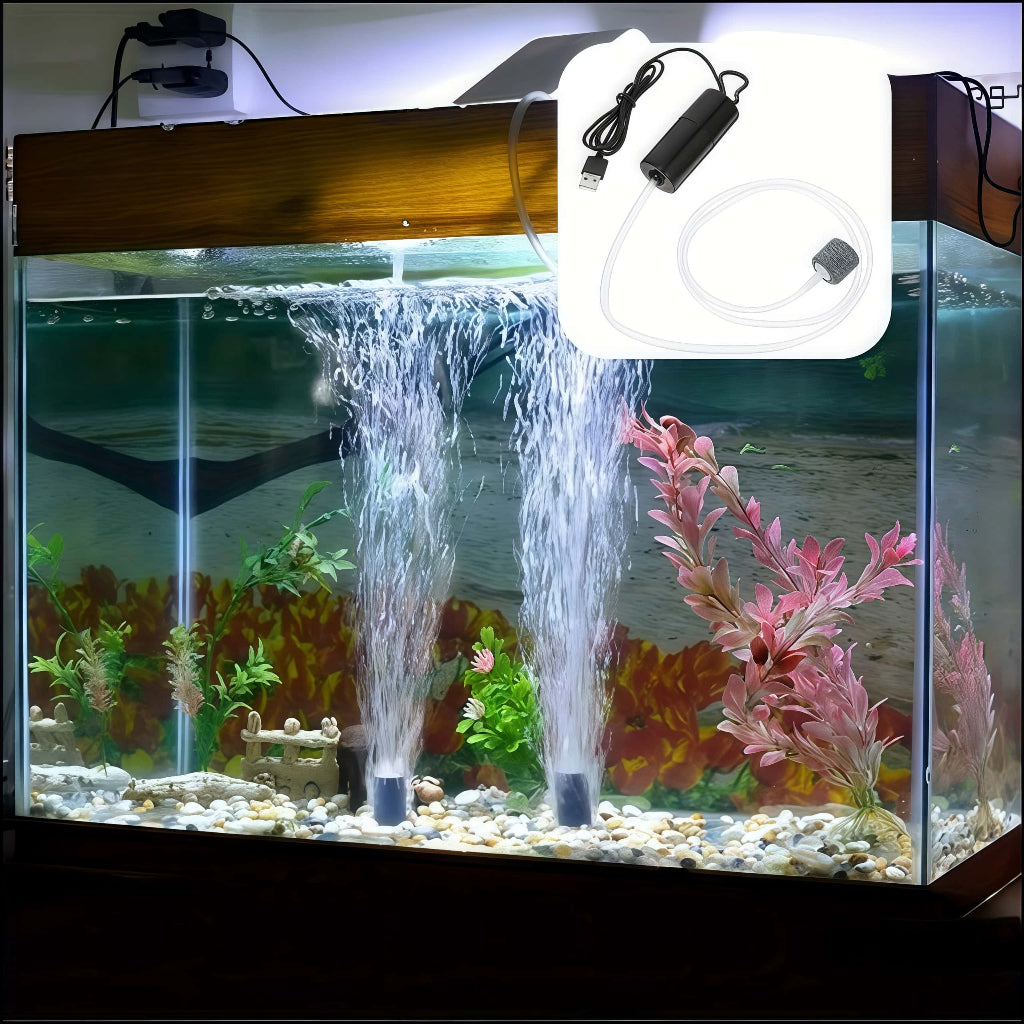 Bomba De Oxigênio/Ar Compressor Filtro USB Portátil Para Aquario De Peixes 12v Silencioso
