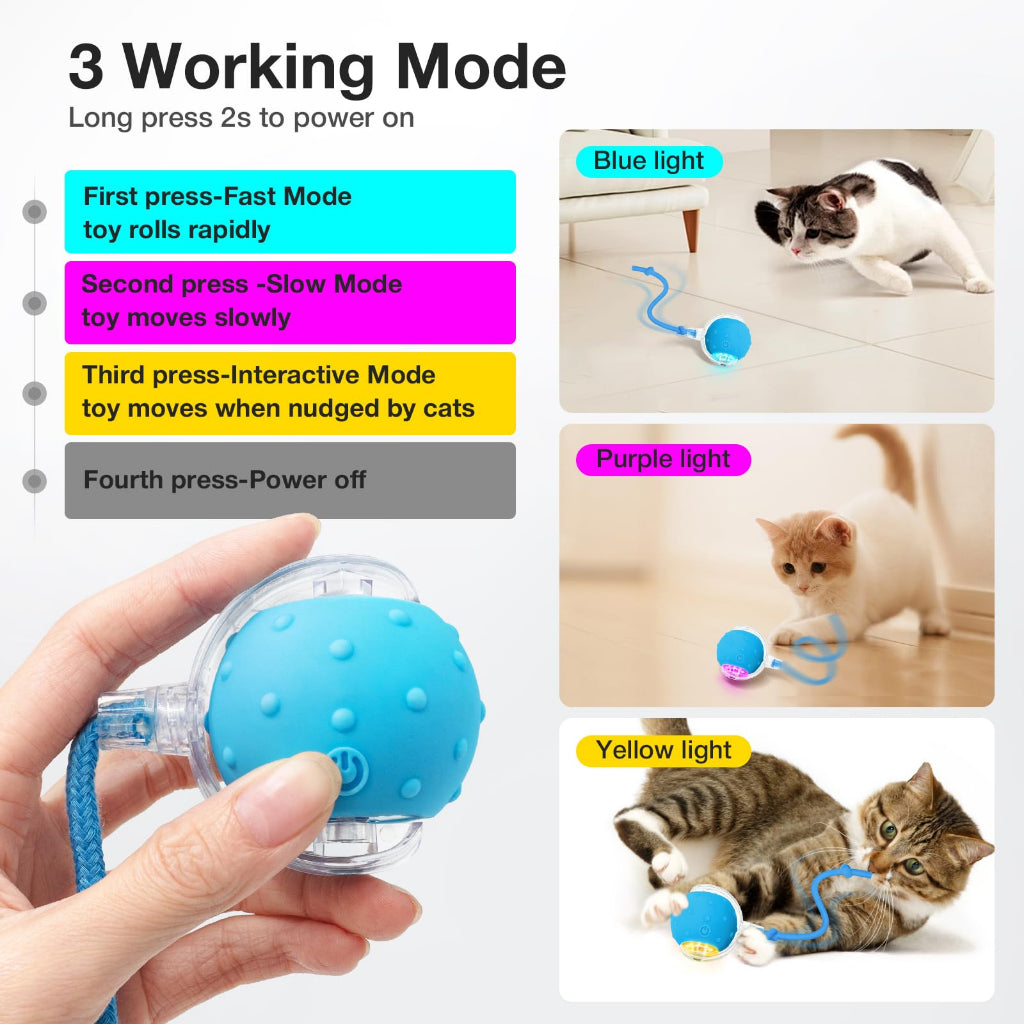 Brinquedos Inteligentes Para Gatos Bola De Rolamento Automática Cauda Falsa Recarregável Elétrico