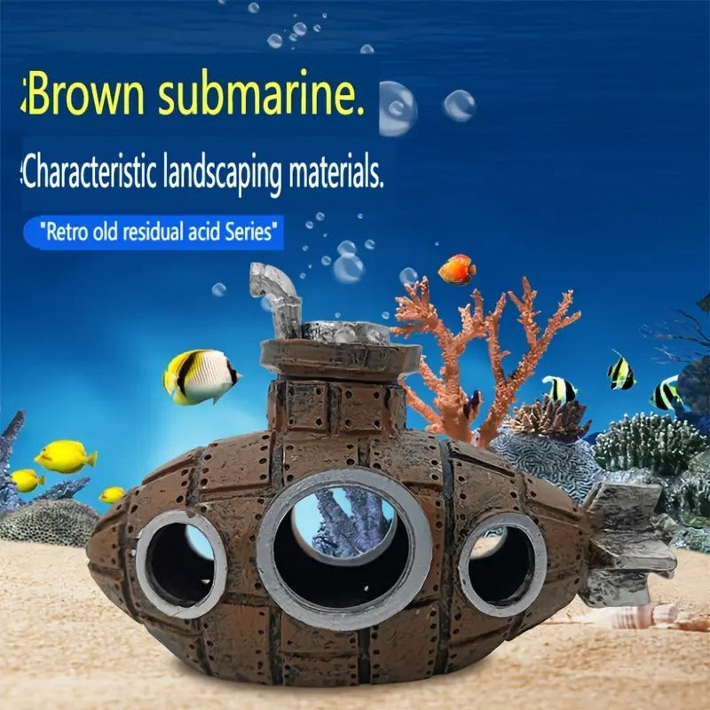 Decoração Para Aquário Submarino–Decoração Temática Subaquática e Abrigo Natural