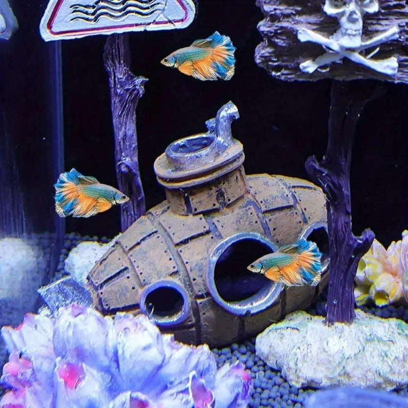 Decoração Para Aquário Submarino–Decoração Temática Subaquática e Abrigo Natural