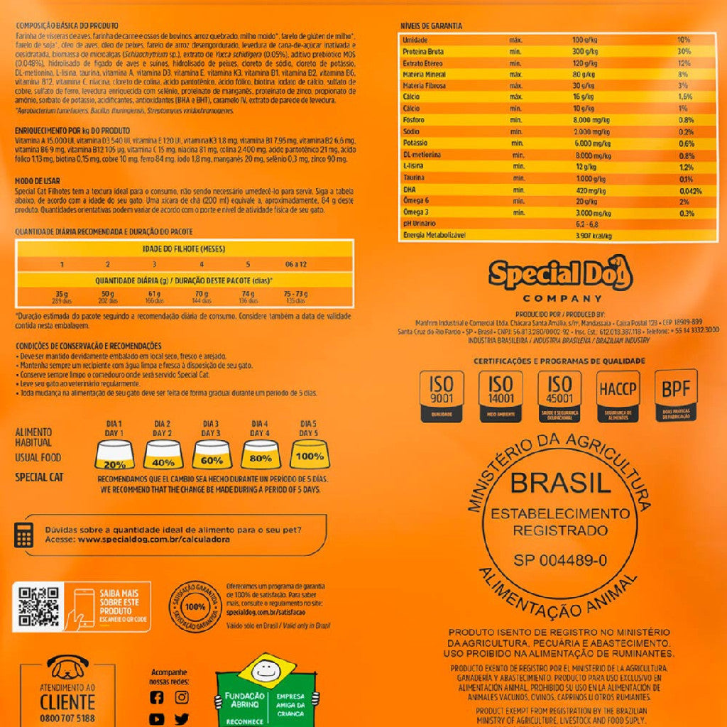 Ração Special Cat Premium Pra Gatos Filhotes 10,1Kg