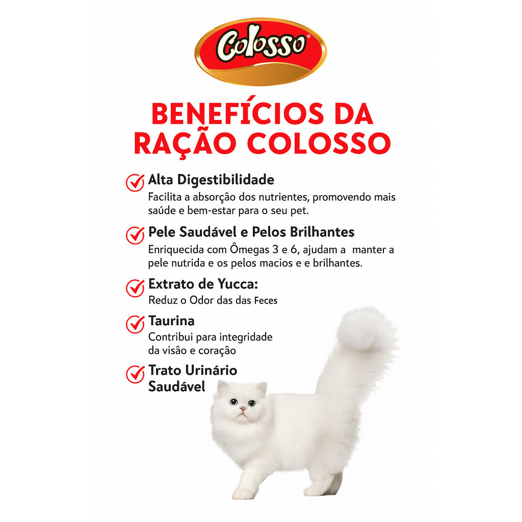Ração Gatos Adultos E Filhotes Salmão Premium Colosso - 1kg