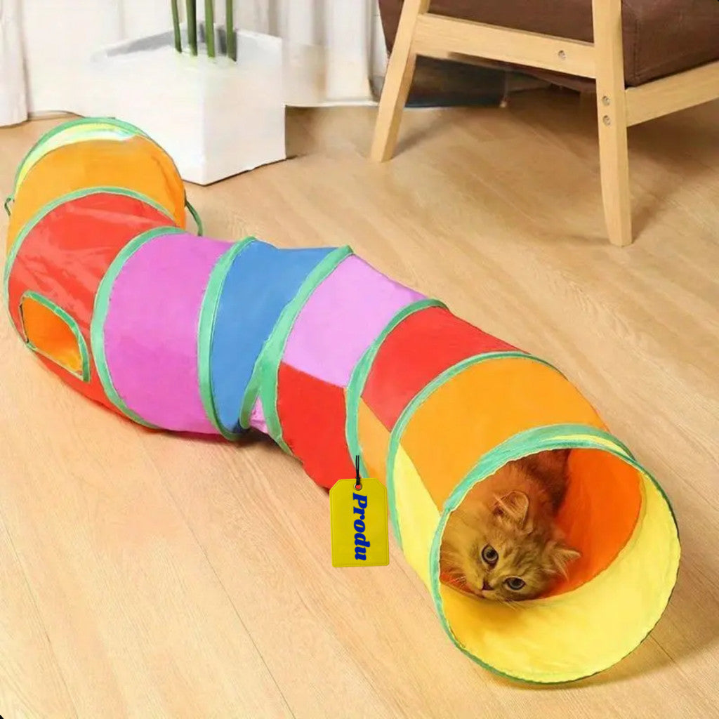 Túnel Toca Labirinto Sanfonado Gatos Cães Filhotes Brinquedo Interativo Resistente Colorido