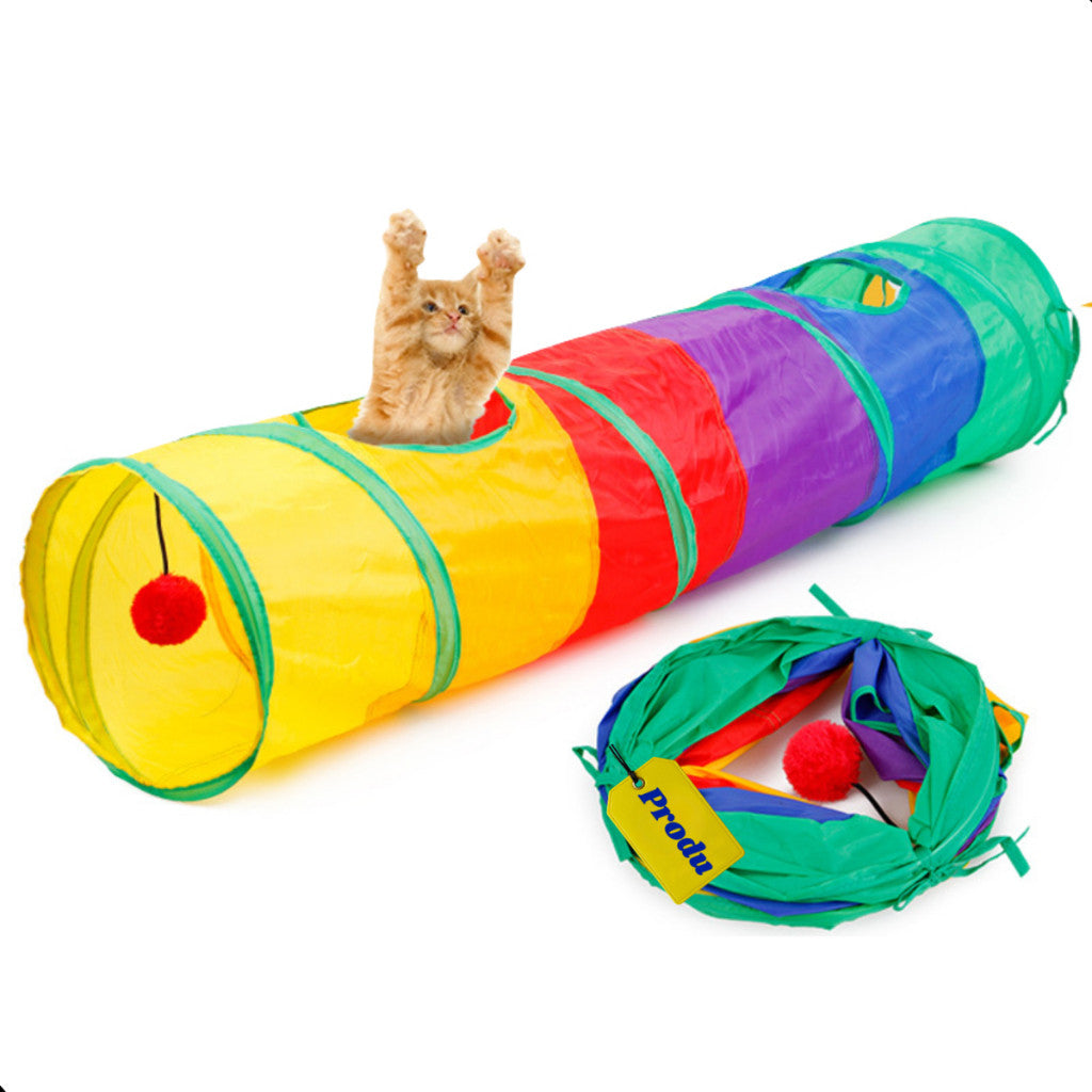 Túnel Toca Labirinto Sanfonado Gatos Cães Filhotes Brinquedo Interativo Resistente Colorido