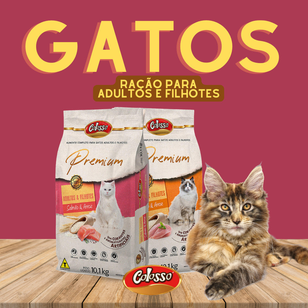 Ração Gatos Adultos E Filhotes Salmão Premium Colosso - 1kg