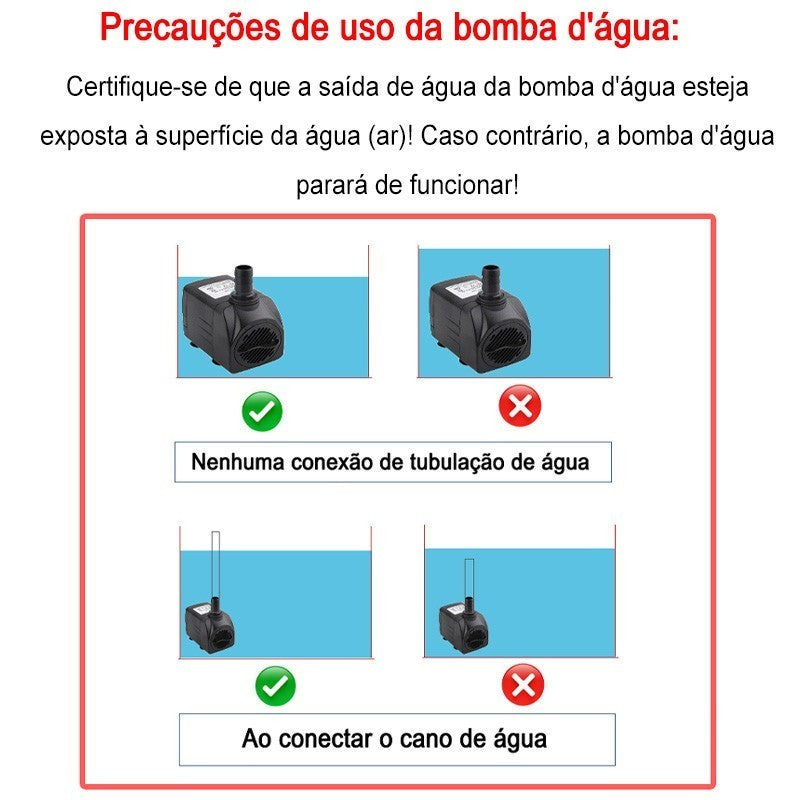 Bomba Submersa 2500L/h para Lagos, Aquários e Fontes - Altura 2,7m, 25W/35w, 110V/220V