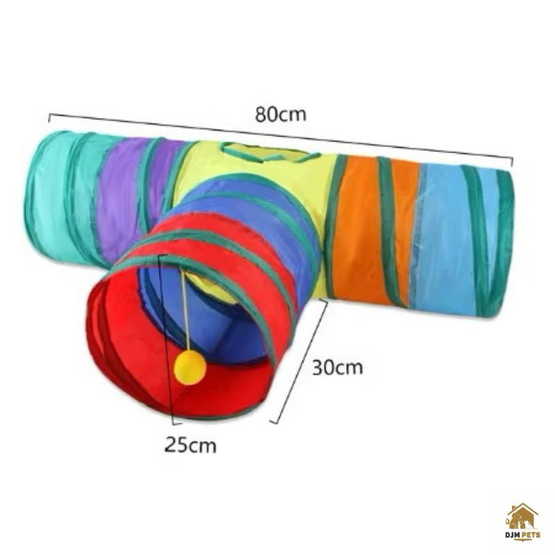 Túnel Inteligente Dobrável em T para Gatos | Brinquedo Interativo com 3 Saídas e Janela