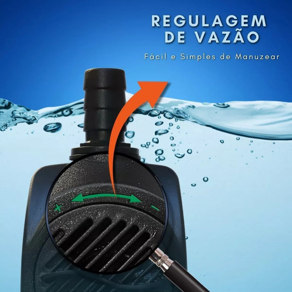 Bomba Submersa 2500L/h para Lagos, Aquários e Fontes - Altura 2,7m, 25W/35w, 110V/220V